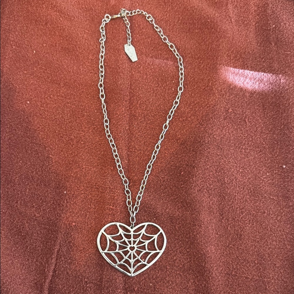 Silver Heart Web Necklace